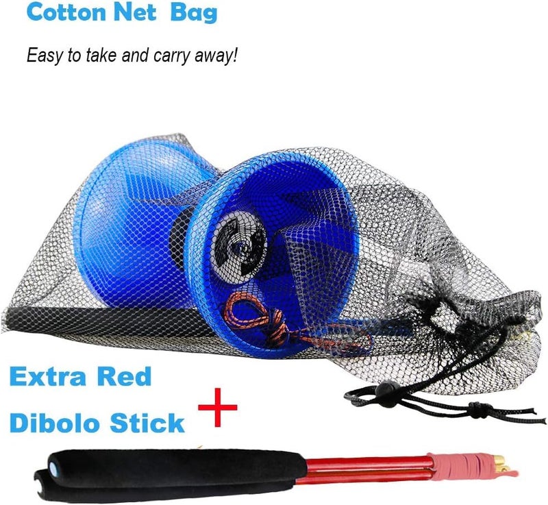 MAGICYOYO Diabolos MD01 Pro Triple Bearings Diabolo Yoyos for Kids Teens Adults, Beginners to Advanced Spinning Juggling Toy, Large 5" Chinese Yoyo Diabolo +2 Pairs Handsticks+Bag+2 Spare Cords, Blue - Image 5